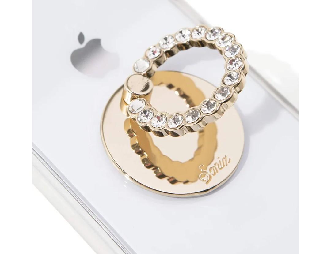 Sonix Embellished Crystal Rhinestone Phone Ring and Stand (Gold, Clear)