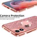 nancheng for (6.5-inch) Motorola Moto G Play 2024 Phone Case Girls Women Cute Glitter Luxury Soft Silicone Clear Case with Ring Stand Strap Lanyard Shockproof Protection Cover - Rose Gold