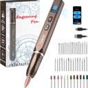 Gekeey Electric Engraving Pen, Cordless Rechargeable Mini Rotary Tool with 42 Bits, Aluminum Body, Variable Speed, Portable Engraver Pen for Metal Wood Glass and Plastic, Brown