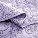 Home Soft Things Damask 4 Piece Bedspread Set, Scalloped Edge Reversible Coverlet Comforter Prewashed Bedding Set, Matelasse Embossed Floral Solid Pattern,Lavender Fog Oversize Queen(110" x 120"), Oversized Queen 110" X 120"