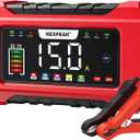 NEXPEAK NC215 15-Amp Battery Charger, 12V 24V LiFePO4 Lead Acid Portable Car Battery Charger 9-Stage Trickle Charger Smart Battery Maintainer w/Temp Compensation for Car Truck Lawn Mower Boat Marine