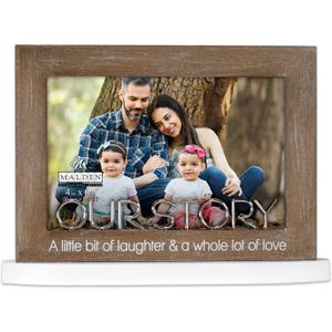 Malden International Designs 4 x 6 inch Our Story Picture Frame A little bit of laughter & a whole lot of love Brown Quality MDF Wood
