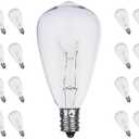 ST38 Replacement Bulbs, 25 Pack 5W Incandescent Edison Bulbs - Warm White, E12 Candelabra Base, Clear Glass Waterproof for Outdoor String Lights, Patio, Holiday & Wedding Decor