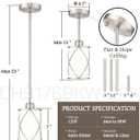 Brushed Nickel Pendant Lights Kitchen Island 3 Pack, Milk Glass Kitchen Pendant Lighting Over Island with Rods, Modern Mini Hanging Light for Sink Dining Room, CH9176BNW-3PK