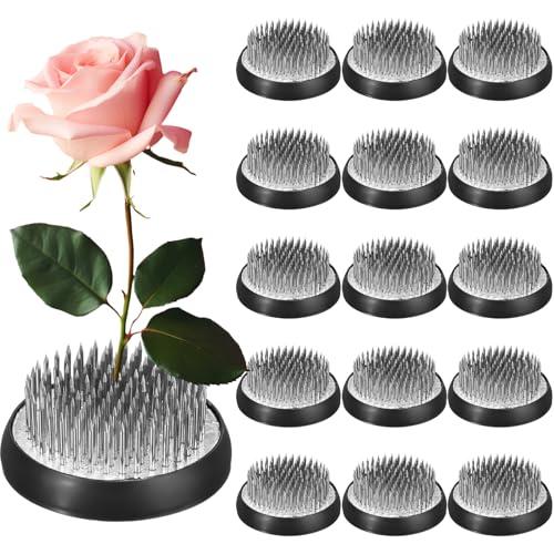 Sliner 5 Pieces Floral Frogs Round Flower Holder Japanese Ikebana Vase Kenzan Flower Arranger Floral Fixed Tools Pin for Arrangement Home DIY Craft(Silver,1.57 Inch)