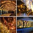 Vicloon Fairy Curtain Lights,300 LED Warm White Curtain Lights,8 Modes 9.89.8Ft Waterproof Window Curtain String Light USB&Battery Powered with Remote Control,String Lights Curtain for Indoor,Outdoor