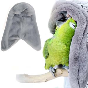 SIMENA Bird Blanket for Cage, Corner Fleece Bed for Birds, Cozy Bird Warmer, Parrot House for Cage, Cuddle Nest Hanging Toy for Lovebirds Parakeet (Grey, Large)
