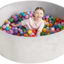 TRENDBOX Extra Large Foam Ball Pit for Toddlers, 47x14 inch Soft Baby Ball Pit with Washable Velvet Cover (Balls not Included)-Grey