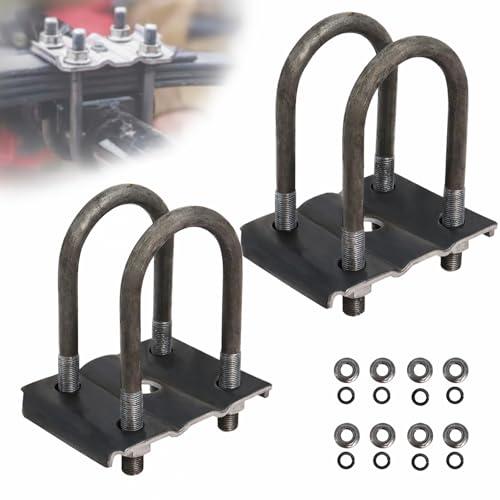 Trailer U Bolt Kit, 5-1/2" Trailer Axle U Bolts for 3500 lbs 2-3/8" Round Axle, 1/2” Diameter, 2" Thread Pitch by MCCKLE