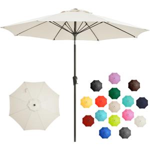 LOUNZY 9FT Large Outdoor Patio Umbrella Table Umbrella-UV Resistant,Easy Push Button Tilt and Crank,8 Sturdy Fiberglass Ribs Pool Umbrella for Patio,Backyard,Deck,Yard,Market