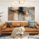 AJAZIKO Large Abstract Canvas Wall Art - Wall Art for Living Room and Bedroom, Modern Wall Decor in Orange and Gray Hues, Perfect Office Decorations for Work (58"L x 29"W, yellow)