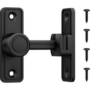 Barn Door Latch 90 or 180 Degree Slide Lock Home Security Lock for Bathroom, Garage, Bedroom, Cabinet Durable Zinc Alloy (Black)
