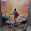 Jesus Walking On Water Wall Art Christian Prints Wall Decor Jesus Christian Canvas Painting Religious Spiritual Beliefs Prints Artwork for Church Bedroom Living Room Office Ready to Hang 16x24 Inch