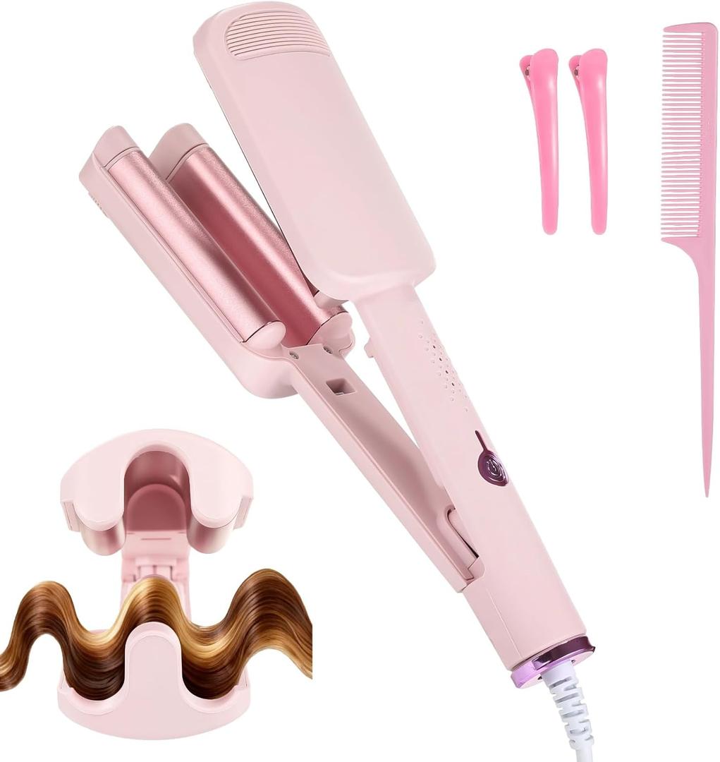 32 mm Hair Waver Curling Iron, Deep Wave Crimper with Ceramic Glaze Coating, 4 Temperature Settings, Even & Fast Heating, Anti-Scald Handle, for Travel, Office, Daily Styling