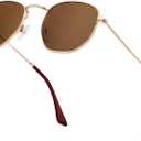 KALIYADI Sunglasses for Women and Men, Polarized Square UV Protection, Trendy Metal Frame Hexagon Sunglasses