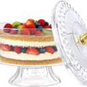 Trifle Bowl with Pedestal and Lid, Large Trifle Serving Dish, Vintage-Style Ribbed Dessert and Cake Stand, for Displaying Pastries, Layered Desserts, Fruits, Salad, Ideal for Parties