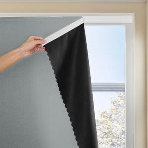 Magic Tape Stick on Portable Curtains for Windows,Bedroom Blackout Curtains for - Thermal Lnsulated No Drill Curtains Room Darkening Black Small Drapes(1 Panels,47Wx72L inch-Silver Gray)