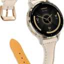 18mm Slim Leather Band Quick Release Compatible with Garmin Venu 3S 41mm/Venu 4 41mm/Venu 2S/Vivoactive 4S/Vivomove 3S/Forerunner 255S/Forerunner 265S (Beige/Rose Gold)
