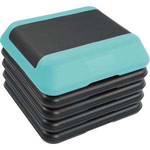 Fitvids Step Aerobic Platform, Exercise Step with 5 levels Adjustable Height, 4 Stackable Risers, Fitness Training Workout Stepper for Home Gym, Cardio Strength, Multiple Options (Teal)