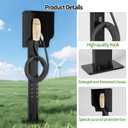 Freestanding EV Charger Holder, Tesla Outdoor Galvanized Steel Electric Vehicle Charger Stand, Corrosion Resistant Charging Station Accessory Compatible with All Level 2 EV Chargers Black