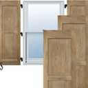 15"W x 60"H Americraft Two Equal Flat Panel Exterior Real Wood Shutters (Per Pair), Black