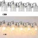 5 Light Bathroom Light Fixtures Modern Chrome Vanity Lights for Bathroom Lighting Fixtures Over Mirror with Thickened Glass Shade for Cabinet Mirror Bedroom Hallway, 37.4 x 8.3 inches