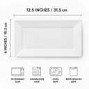12" Rectangle Salad Plates Set of 4, Dinner Plates, Porcelain Serving Platters, for Appetizer, Dessert, Dinner, Sushi, Snack, Pasta, Serving, Oven Dishwasher Safe, 31.5*15.5*2cm