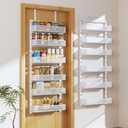 Pantry Door Organizers and Storage, 6-Tier Large Metal Heavy-Duty Frame Over the Door Spice Rack, 2 in 1 Wall-Mounted or Hanging shelf for Kitchen, Bathroom, Laundry Room, Bedroom, Closet &Nursery (White)