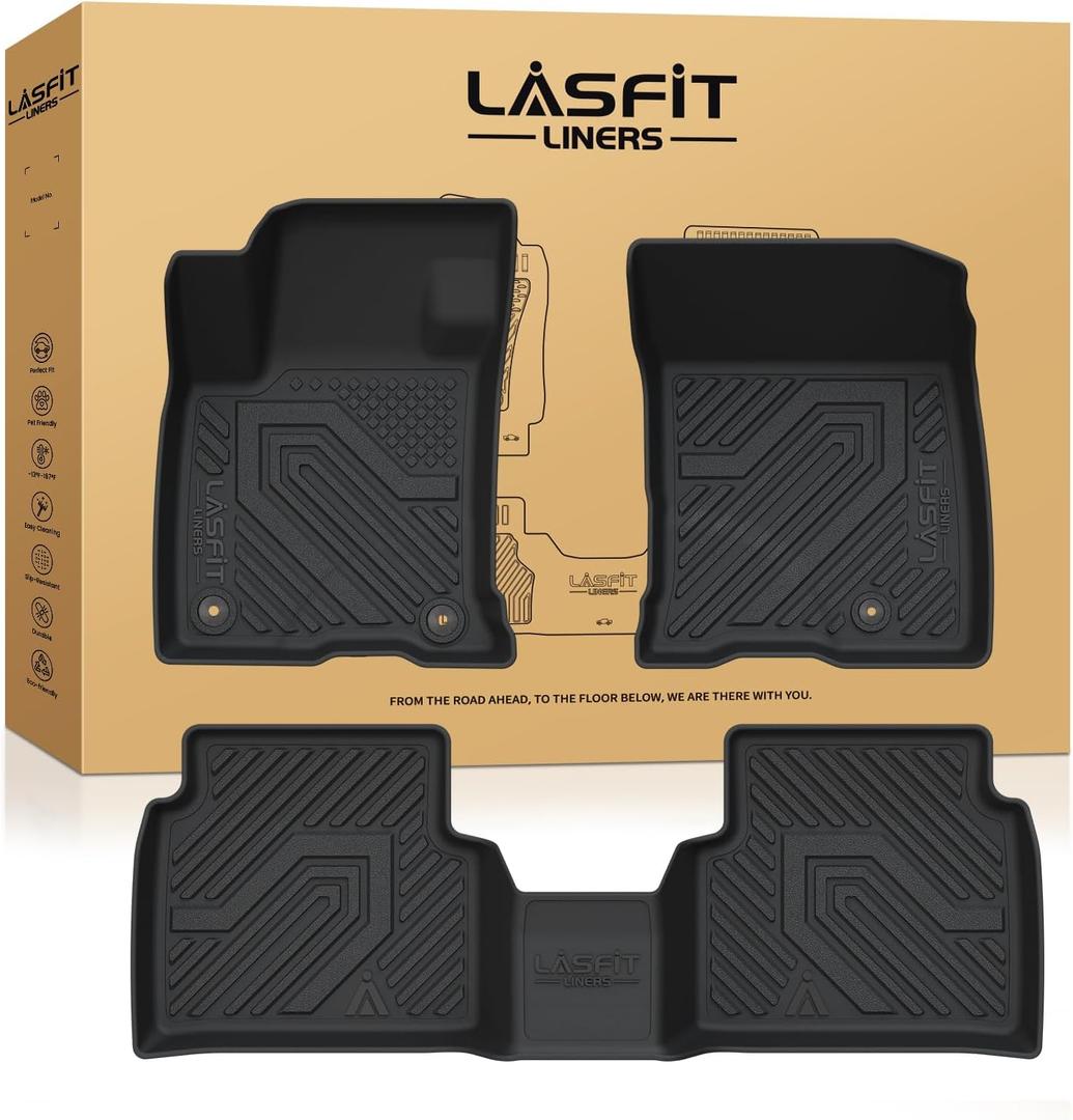 LASFIT Floor Mats for Lincoln Corsair 2020-2025 2026 (Fit Gasoline Not fit PHEV) All Weather Floor Liner for Lincoln Corsair TPE Custom Fit Car Mats Front & Rear 2 Row Mats,Black