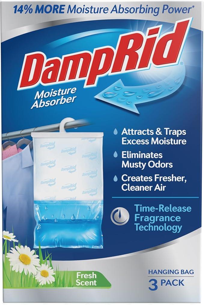 DampRid Fresh Scent Hanging Moisture Absorber, 16 oz., 3 Pack - Eliminates Musty Odors for Fresher, Cleaner Air, Ideal Moisture Absorbers for Closet, 14% More Moisture Absorbing Power*