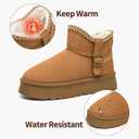 FINIWOR Snow Boots for Women Waterproof, Warm Fur Lined Mini Womens Boots Winter, Fall Ankle Boots Platform Non-slip (Brown)
