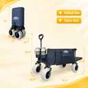 Beach Wagon, Big All-Terrain 9"x4" PU Wheels for Sand, 200L Large Capacity & 330lbs Heavy Duty, Collapsible Utility Wagon with Extended Tailgate for Beach Camping Outdoors
