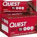 Quest Nutrition Chocolate Brownie Protein Bar, 20g Protein, 1g Sugar, 4g Net Carb, High Fiber, Gluten Free, Gluten Free, 12 Count