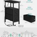 SONGMICS Side Table with LED Light, Narrow End Table with 2 Drawers, Nightstand with Charging Station, Bedside Tables for Small Space, Living Room, Bedroom, Ink Black, BELLAH Collection ULGS002B101, 1 Pack