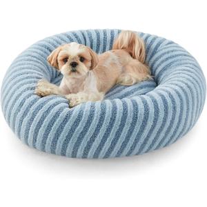 MIXJOY Dog Beds for Small Dogs, Washable Dog Bed with Removable Cover, Small Cat Bed for Indoor Cats, Calming Soft Dount Pet Beds with Anti Slip Bottom, Cute Puppy Beds, 23"x23"x8", Blue