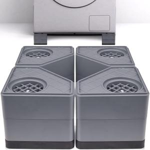 Anti Vibration Pads for Washing Machine - Double Heighten Washer and Dryer Pedestals High Hard Wearing Square Rubber Foot Pads, Noise Cancelling and Shock Support Protects Pedestals (3.14 Inch Double Heighten)
