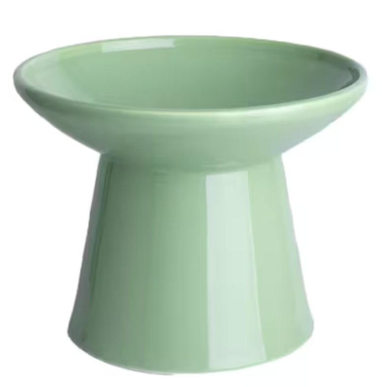 Ceramic Elevated Cat Food Bowls,6.2" Wide,4-Pack,Green