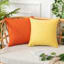 UGASA Outdoor Waterproof Pillow Covers Pack of 2 Weaving Texture Water Resistant Outside Decorative Pillow Cases for Patio Garden Porch Yard Bench Tent 12x20 Inch, Yellow
