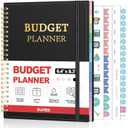 SUNEE Budget Planner - Monthly Budget Book with Expense Tracker Notebook, Undated 12 Month Bill Organizer & Finance Planner to Manage Your Money, A5(6.4" x 8.3") Account Book with Colorful Tab, Black