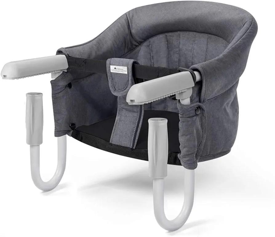 Foho Hook On Chair, Clip on Table High Load Design Fold Flat Storage Attachable High Chair with Storage Bag, Safe Fast Table Chair for Babies and Toddlers (Grey)