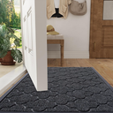 LUMI Large Thin Door Mat, Low Profile Front Doormats for Entryway, Absorbent Mud Resistant Outside Welcome Mats, 36"x60", Quatrefoil Grey