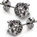 Retro Dark Shadow Stud Earrings, Hypoallergenic Stainless Steel Cubic Zirconia Earrings