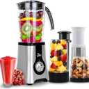 Uten 5-in-1 Smoothie Blender 42 oz/1.25L, Multi-Functional Mixer, Smoothie Maker, Juicer, Grinder with 304 Stainless Steel Blades, BPA-Free, Dishwasher Safe, Includes 3 Blender Cups & 2 Travel Bottles