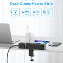 Flat Plug Desk Clamp Power Strip 15FT, 40W Total Fast Charging Station, Dual PD 20W USB C Ports, Desk Edge Mount Power Strip 9 AC Outlets 8 USB Ports(4 USB C) Surge Protector, Fit 1.7" Tabletop Edge
