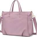 15.6 Inch Laptop Tote Bag for Women, Lightweight Nylon Work Shoulder Bag, Water-Resistant Computer Handbag with Pockets for Business Travel & Commute (Pinkish Purple)
