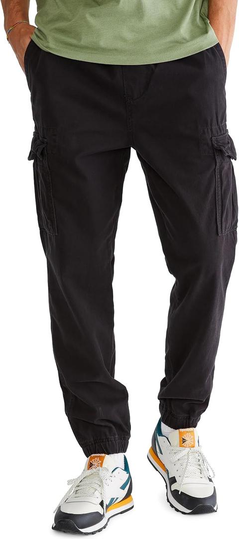 Aeropostale Mens Aero Cargo Jogger Pant (Small, Dark Black)