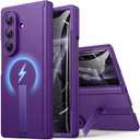 BXYJY for Samsung Galaxy Z Fold 7 Case with Stand, Compatible with MagSafe, Front Screen Protector, Camera & Hinge Protection, Slim Rugged Full Body Magnetic Phone Case for Samsung Z Fold7, Purple