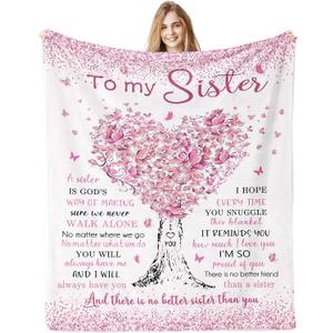 Sister Gifts, Big Sisters Birthday Gift from Sis, Best Sister Ever Gifts for Women Blanket 60"x 50", Birthday Christmas Graduation Gift Ideas for Sisters