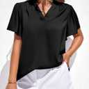 PRETTYGARDEN Women's Summer Satin Dressy Casual Blouses (Black, S)