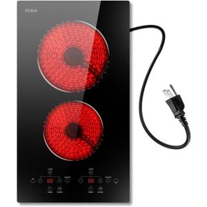 Hobsir 2 Burner Electric Cooktop 110V, 2000W Touch Control Stove,12 Inch, 12 Inch D22058